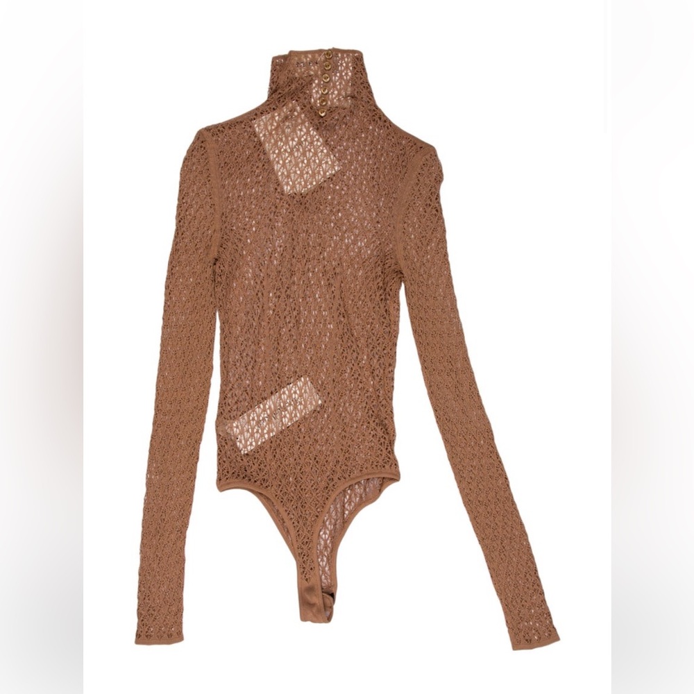 Khaite Fena Diamond-lace Bodysuit In Almond - XS - NWT - Picture 5 of 6